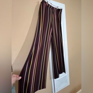 Susan Graver Liquid Knit Striped Multicolor Wide-Leg Pants